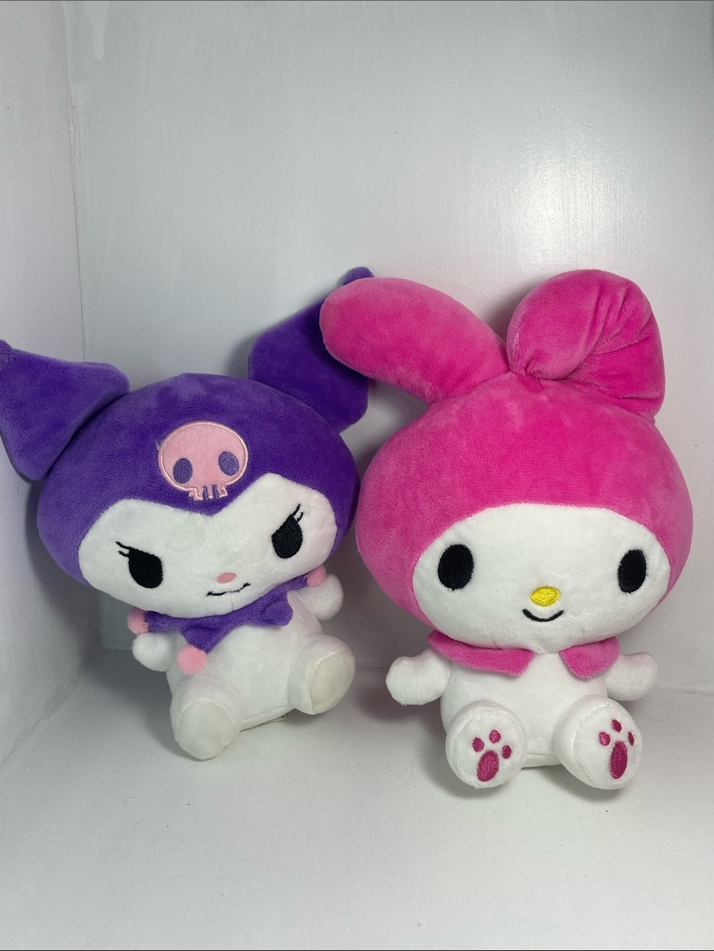 Sanrio My Melody & Kuromi Plush Pair - Bright Pink and Deep Purple